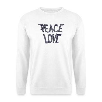 Frieden und Liebe Handlettering - Unisex Pullover - Weiß - Vorne - Alina (178cm) & Michal (187cm)