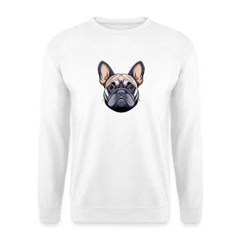 Französischer Bulldoggenkopf - Unisex Pullover - Weiß - Vorne - Alina (178cm) & Michal (187cm)