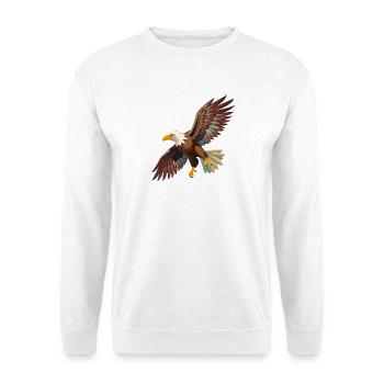 Fliegender Weißkopfseeadler - Unisex Pullover - Weiß - Vorne - Alina (178cm) & Michal (187cm)