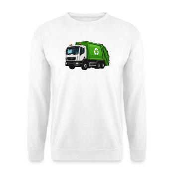 Grüner Müllwagen Recycling - Unisex Pullover - Weiß - Vorne - Alina (178cm) & Michal (187cm)