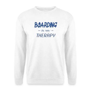 Boarding is My Therapy - Unisex Pullover - Weiß - Vorne - Alina (178cm) & Michal (187cm)