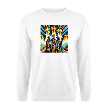 Three Wise Men Geometric Art - Unisex Pullover - Weiß - Vorne - Alina (178cm) & Michal (187cm)