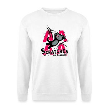 Kratzer gegen Rassismus - Unisex Pullover - Weiß - Vorne - Alina (178cm) & Michal (187cm)