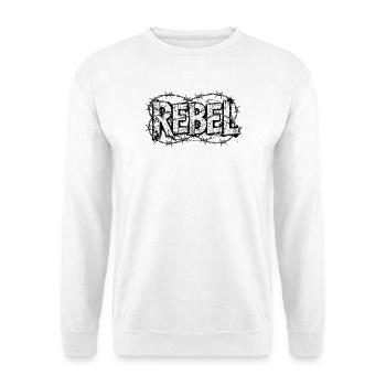 Rebellen-Stacheldrahttypografie - Unisex Pullover - Weiß - Vorne - Alina (178cm) & Michal (187cm)