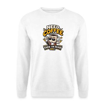 Kaffee Energie - Unisex Pullover - Weiß - Vorne - Alina (178cm) & Michal (187cm)