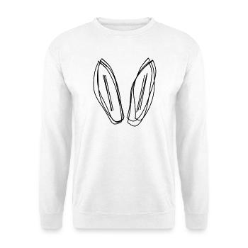 Hasenohren handgezeichnet - Unisex Pullover - Weiß - Vorne - Alina (178cm) & Michal (187cm)