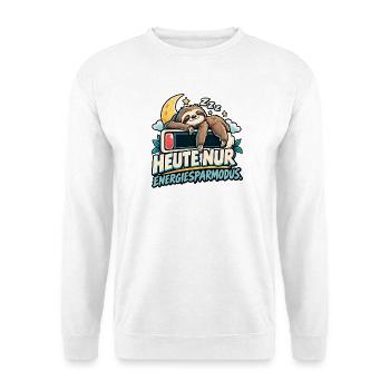 Energiesparmodus Faultier für Gamer Geschenkidee - Unisex Pullover - Weiß - Vorne - Alina (178cm) & Michal (187cm)