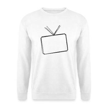 Fernseher handgezeichnet - Unisex Pullover - Weiß - Vorne - Alina (178cm) & Michal (187cm)