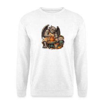 Gargoyle töpfert an der Drehscheibe - Unisex Pullover - Weiß - Vorne - Alina (178cm) & Michal (187cm)