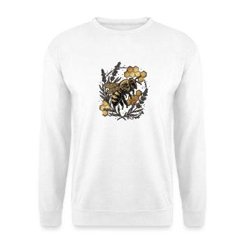 Goldene Imker Biene - Unisex Pullover - Weiß - Vorne - Alina (178cm) & Michal (187cm)