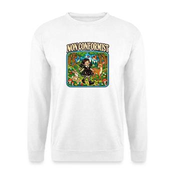 Nonkonformistische Wald-Lolita - Unisex Pullover - Weiß - Vorne - Alina (178cm) & Michal (187cm)
