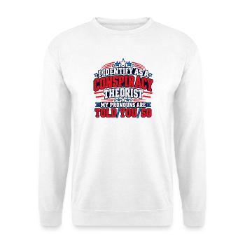 Verschwörungspronomen Satire Tee - Unisex Pullover - Weiß - Vorne - Alina (178cm) & Michal (187cm)