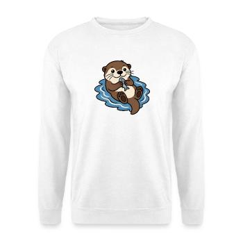 Otter Fisch Wasser Niedlich Tier Vektor Shirt - Unisex Pullover - Weiß - Vorne - Alina (178cm) & Michal (187cm)