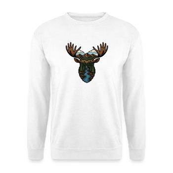 Elch Wald Fluss Landschaft Wildnis Vektor Shirt - Unisex Pullover - Weiß - Vorne - Alina (178cm) & Michal (187cm)