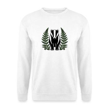 Dachs Farne Wald Tiere Heimisch Natur Vektor Shirt - Unisex Pullover - Weiß - Vorne - Alina (178cm) & Michal (187cm)