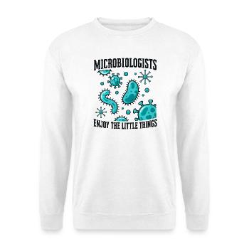 Mikrobiologie Lustiger Wissenschaftler Mikrobiologe Kunst - Unisex Pullover - Weiß - Vorne - Alina (178cm) & Michal (187cm)