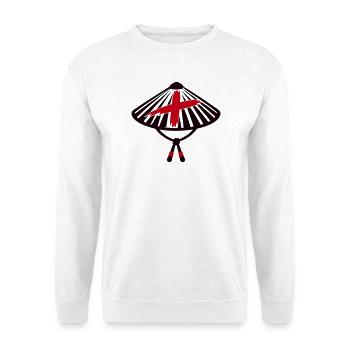 Ronin Bambushut Samurai Logo - Unisex Pullover - Weiß - Vorne - Alina (178cm) & Michal (187cm)