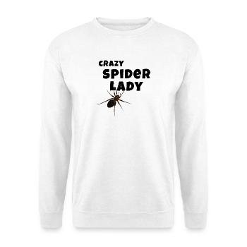 Crazy Spider Lady - Spinnen Liebhaberin - Unisex Pullover - Weiß - Vorne - Alina (178cm) & Michal (187cm)