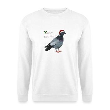 Merry Christmas Taube - Mit Weihnachtsmütze - Unisex Pullover - Weiß - Vorne - Alina (178cm) & Michal (187cm)