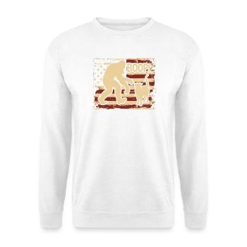 American Flag Bigfoot Yeti Boop The Snoot Cat Humo - Unisex Pullover - Weiß - Vorne - Alina (178cm) & Michal (187cm)