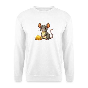 Baby Maus mit Käse - Unisex Pullover - Weiß - Vorne - Alina (178cm) & Michal (187cm)