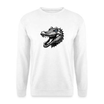 Krokodil - Unisex Pullover - Weiß - Vorne - Alina (178cm) & Michal (187cm)