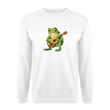 Froschkröte spielt akustische Gitarre - Unisex Pullover - Weiß - Vorne - Alina (178cm) & Michal (187cm)