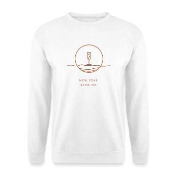 Neujahrsgeschenk – Neujahr. Ich auch. - Unisex Pullover - Weiß - Vorne - Alina (178cm) & Michal (187cm)