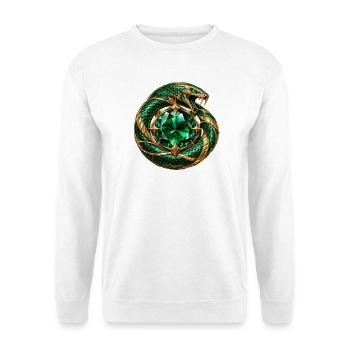 Smaragdgrüner Ouroboros - Unisex Pullover - Weiß - Vorne - Alina (178cm) & Michal (187cm)