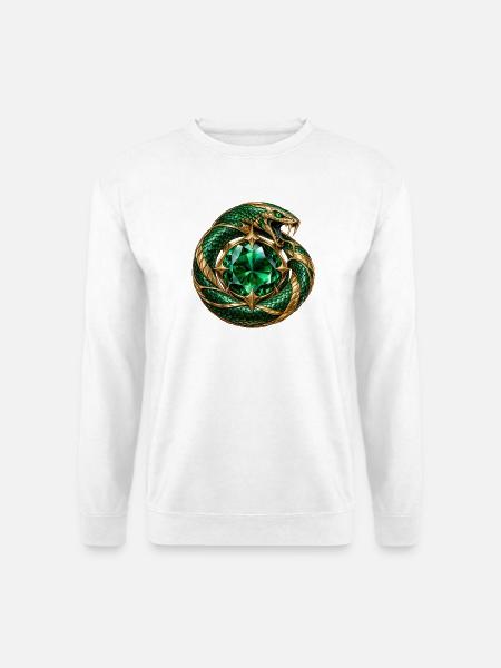 Smaragdgrüner Ouroboros - Unisex Pullover - Weiß