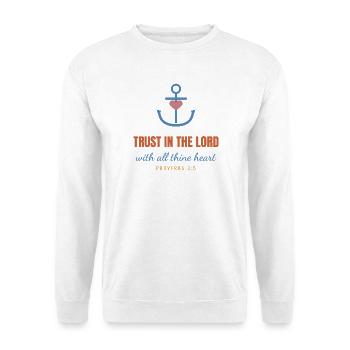 Trust In The Lord – Proverbs 3:5 Christian - Unisex Pullover - Weiß - Vorne - Alina (178cm) & Michal (187cm)