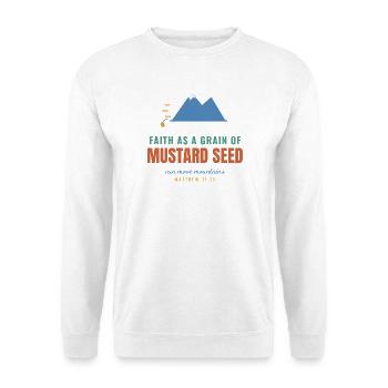 Faith As A Mustard Seed – Matthew 17:20 - Unisex Pullover - Weiß - Vorne - Alina (178cm) & Michal (187cm)