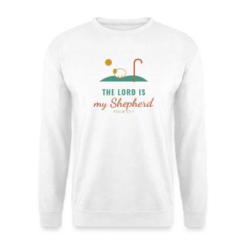 The Lord Is My Shepherd – Psalm 23:1 - Unisex Pullover - Weiß - Vorne - Alina (178cm) & Michal (187cm)