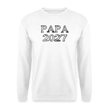 Papa 2027 Schriftzug handgezeichnet - Unisex Pullover - Weiß - Vorne - Alina (178cm) & Michal (187cm)