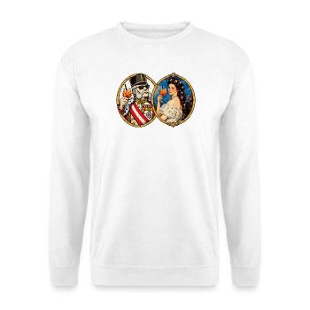 Kaiser Franz Joseph und Sisi – kaiserlich modern - Unisex Pullover - Weiß - Vorne - Alina (178cm) & Michal (187cm)