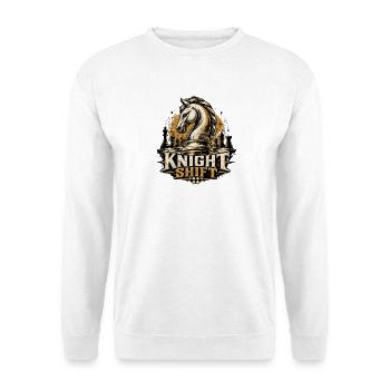 Knight Shift - Chess Knight Vintag Design - Unisex Pullover - Weiß - Vorne - Alina (178cm) & Michal (187cm)