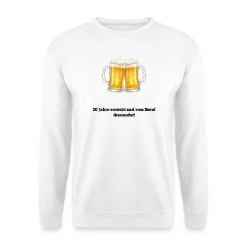 50. Geburtstag humorvolles Design Beruf Biersäufer - Unisex Pullover - Weiß - Vorne - Alina (178cm) & Michal (187cm)