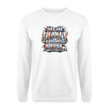 Mein Limit kann mich mal! – Fitness & Krafttrainin - Unisex Pullover - Weiß - Vorne - Alina (178cm) & Michal (187cm)