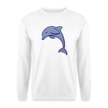 Blue Dolphin Silhouette Wave Emblem - Unisex Pullover - Weiß - Vorne - Alina (178cm) & Michal (187cm)