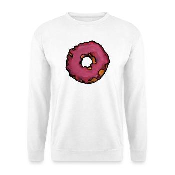 Rosa glasierte Donut-Abstrakte Illustration - Unisex Pullover - Weiß - Vorne - Alina (178cm) & Michal (187cm)