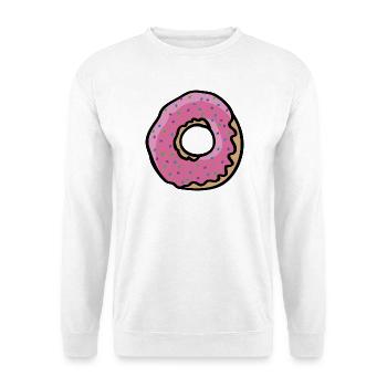 Rosa Donut-Grafik - Unisex Pullover - Weiß - Vorne - Alina (178cm) & Michal (187cm)