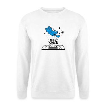 Geek-Humor-Katze – Brauche Abstand - Unisex Pullover - Weiß - Vorne - Alina (178cm) & Michal (187cm)