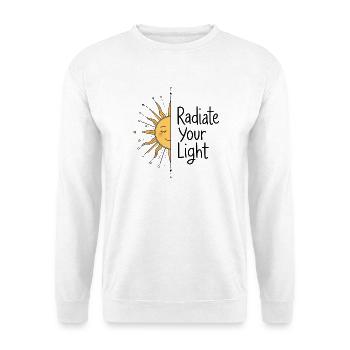  Sonne Spirituell Spruch - Unisex Pullover - Weiß - Vorne - Alina (178cm) & Michal (187cm)