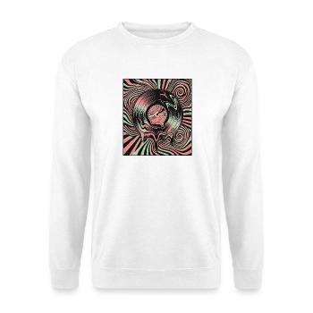 Psychedelic Vinyl - Unisex Pullover - Weiß - Vorne - Alina (178cm) & Michal (187cm)