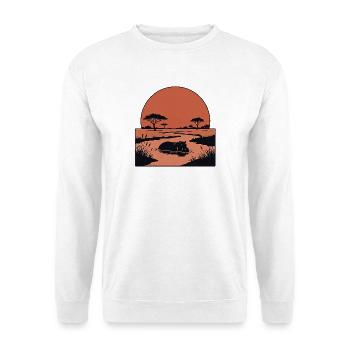 Nilpferd Savanne Afrika - Unisex Pullover - Weiß - Vorne - Alina (178cm) & Michal (187cm)