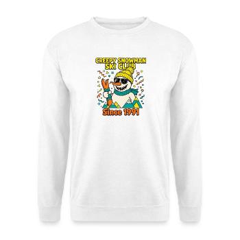 Creepy Snowman Ski Club Since 1991 Retro  - Unisex Pullover - Weiß - Vorne - Alina (178cm) & Michal (187cm)
