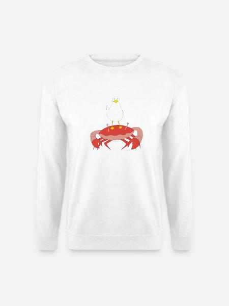 Seemöwe auf Krabbe - Unisex Pullover - Weiß
