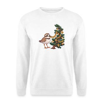 Sandregenpfeifer mit Körnerketten-Festbaum - Unisex Pullover - Weiß - Vorne - Alina (178cm) & Michal (187cm)