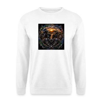 Sonnenuntergangs-Motorradkreis - Unisex Pullover - Weiß - Vorne - Alina (178cm) & Michal (187cm)