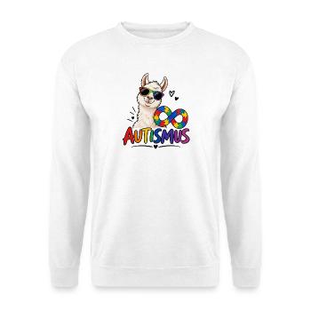 Lama Regenbogenpuzzle Autismus - Unisex Pullover - Weiß - Vorne - Alina (178cm) & Michal (187cm)